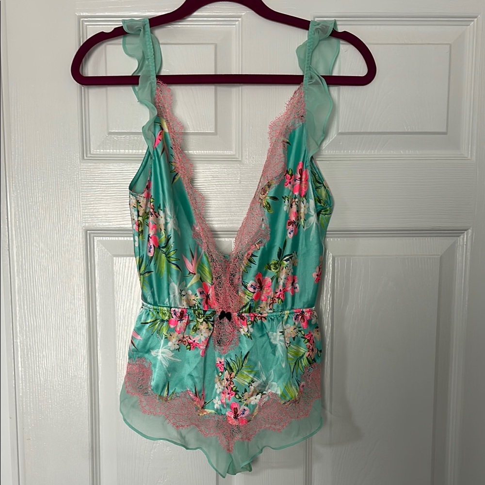 Vintage Victorias Secret Satin Floral Teddy